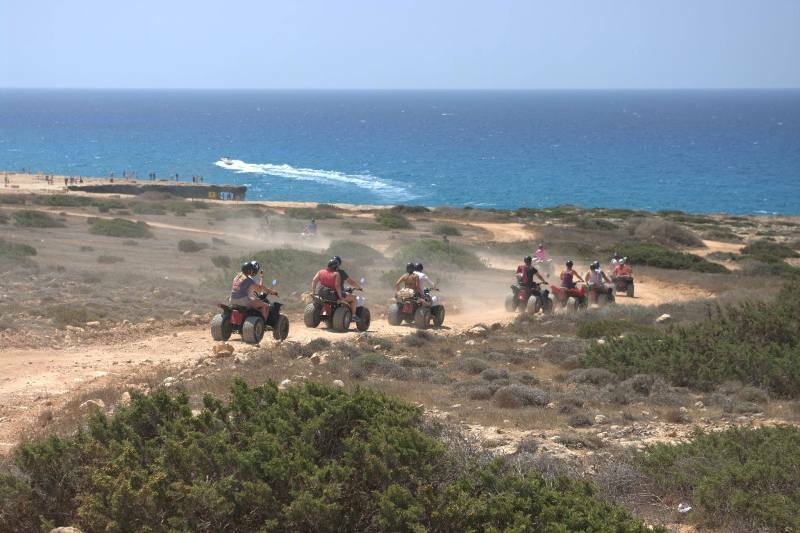 Quad bikes lined up for an Ayia Napa adventure