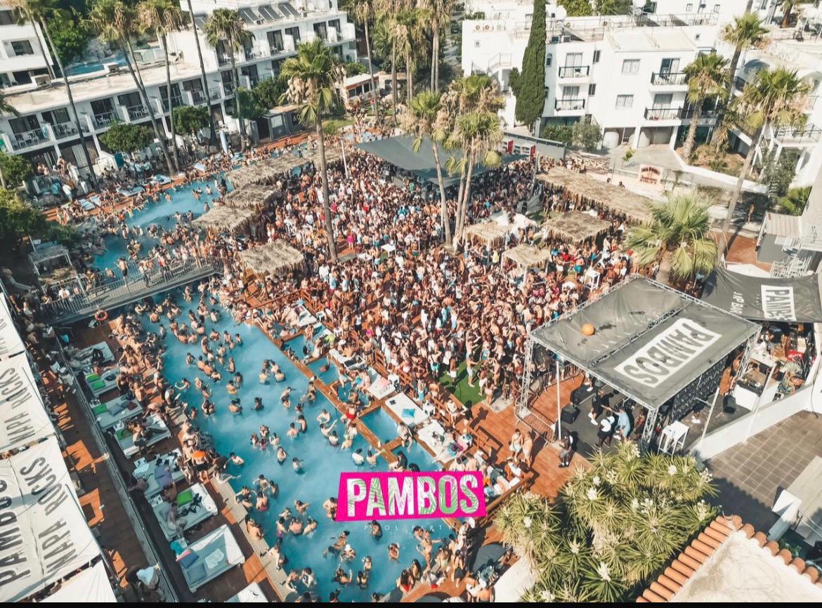 Pool party crowd at Pambos in Ayia Napa